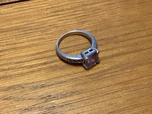 Womans Sterling Silver Ring With Pink Stone Size L Weight 3.71 Gram - Picture 1 of 5