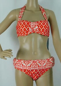 NWT Antonio Melani Bandeau Top Orange Bikini Swimsuit Size S top, M bottom - Picture 1 of 11