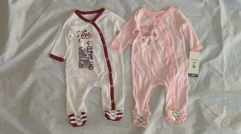 NBA Baby Girl's Cleveland Cavaliers One Piece Pajama 2pc Set Pink/White 0/3M Cover