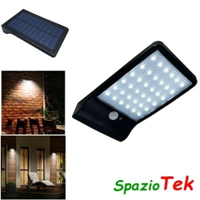 Lampada LED Applique a parete a energia solare con sensore infrarossi PIR - Immagine 1 di 4