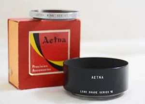 VINTAGE AETNA SERIES VII METAL CAMERA LENSHOOD WITH 49MM ADAPTER RING (MINT) - Picture 1 of 4
