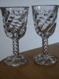 PORTIEUX 2 ALTE LIKÖRGLÄSER GLAS BAMBUSFORM ANFANG 20 EME ht 8,5 cm - Bild 1 von 6