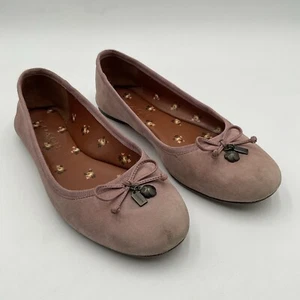 Coach Lola Ballet Flats Women’s Size 6.5 B Pink Suede Bow Charm Slip On Shoe - Picture 1 of 20