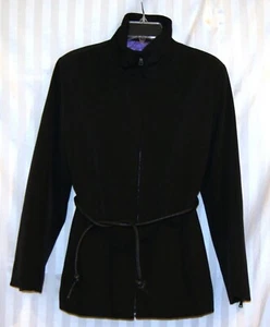 ANDREW MARC Belted Black Zippered Jacket - Slit Pockets - Size S - Picture 1 of 6