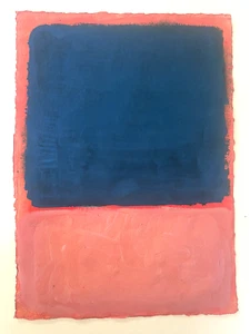 ROTHKO Mark Colour Blue Pink Minimalist Painting Modern Original Abstract A55 - Picture 1 of 4