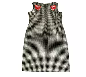 Tommy Hilfiger Kleid Damen 12 Medium schwarz Hahnentritt Blumen Tank Etui Freizeit - Bild 1 von 10