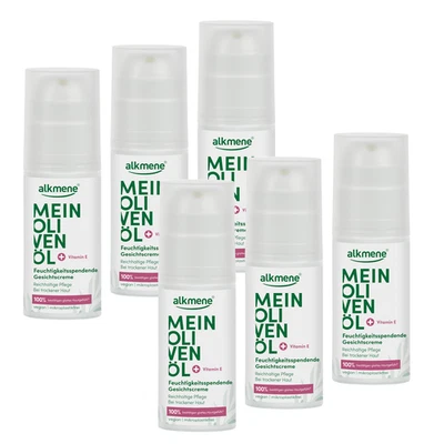 alkmene 6x 50ml Gesichtscreme für trockene Haut - vegan - mit Olivenöl