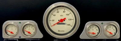 Juego Speedo 1949 Mercury calibre 5 panel de instrumentos insertado 5" con recubrimiento en polvo Foto 1 de 4