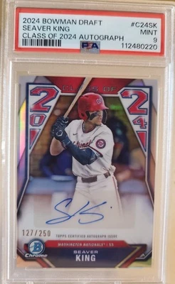 2024 Bowman Refractor Autograph #/250 SEAVER KING Rookie Card PSA 9 Auto SP WASH - Image 1 of 3
