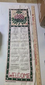 Vintage Wall linen Calendar 1987 pineapple aprox 26 x8" - Picture 1 of 5