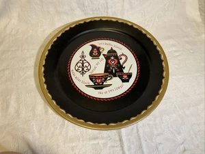 19" Vintage MCM 1950s Let's Kaffee Klatch Metal Coffee Tea Tray - BOTTOM WEAR - Picture 1 of 8