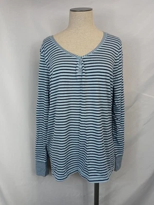 Camiseta Covington Sport Henley XL Azul Negro Rayas Manga Larga Foto 1 de 4