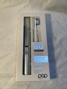 Pop Sonic "Portable" Toothbrush "GO" Silver Color Factory Sealed Soft Brush New - Picture 1 of 6