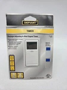Interruptor temporizador digital de ajuste de luz diurna de 3 vías en pared Defiant 15 Amp 120V nuevo - Imagen 1 de 3