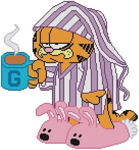 CROSS STITCH+ CRAFT PATTERN Garfield Cat Pajamas Coffee Mug Bunny Slippers - Picture 1 of 16