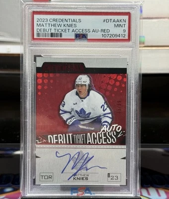 MATTHEW KNIES 23-24 CREDENTIALS DEBUT TICKET ACCESS ROOKIE AUTO #/99 PSA 9  - Image 1 of 2