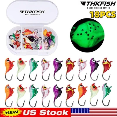 18PCS Ice Fishing Jigs Fishing Bait Jigs Lures Kit Winter Metal Lures Glow Jigs - Image 1 of 4