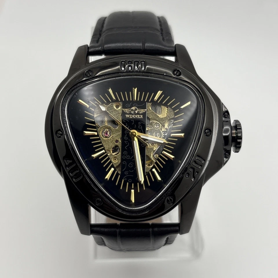 T-Winner 516 Luminoso Reloj Mecánico Automático Hombre Triángulo Negro Nuevo Foto 1 de 1