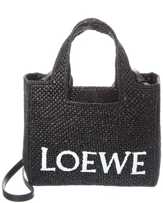 Bolso de mano Loewe Font pequeño de rafia negro para mujer Foto 1 de 4