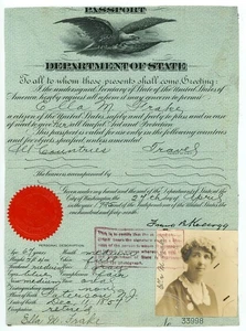 1925 U.S. PASSPORT von ELLA FRAKE signiert von FRANK KELLOGG - Bild 1 von 2