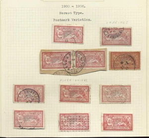 FRANCE 1900-06 MERSON 40c VARIETIES & CANCELS 10 stamps - Picture 1 of 1