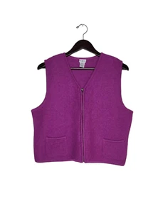 Vintage Mixit Women's Sleeveless Zip Up Wool Magenta Boucle Vest Size L - Picture 1 of 12
