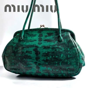 Miu Miu Archive Leder Python Muster Tasche Grün Schwarz 00er Y2K JAPAN TOP - Bild 1 von 9