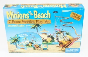 NEW Universal Studios Despicable Me Minions On The Beach 7-Piece Wooden Play Set - Picture 1 of 1