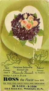 Blotter de tinta Ross the Florist Girard Ave Phila PA querubines diseño victoriano - Imagen 1 de 2