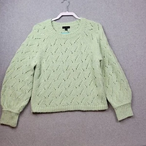 J Crew Sweater Womens Small Pointelle Knit Mint Green Puff Sleeve BJ595 New - Picture 1 of 12