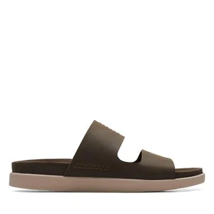 Clarks Mens Sunder Coast Green Leather Casual Slide Sandals Shoes