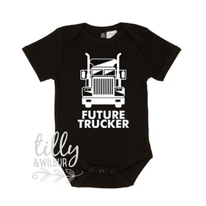 Future Trucker Kenworth Mack Truck Pregnancy Announcement New Baby Shower Gift - Picture 1 of 5
