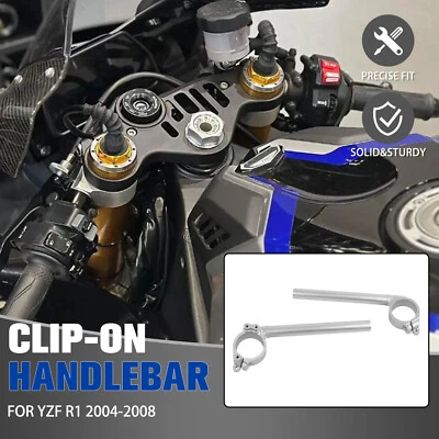 50mm Clip On Handle Bar Handlebar For Yamaha YZF R1 YZF-R1 YZFR1 2004-2008 2005 - Image 1 of 4