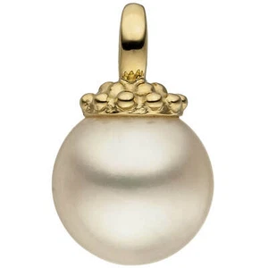 Colgante Con Perla de Agua Dulce 10-10, 5mm Blanco Crema 585 Oro Amarillo Collar - Imagen 1 de 1