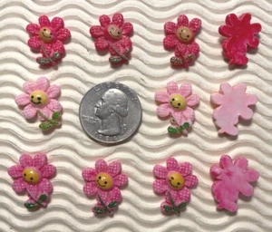 18pcs x 7/8" Glittered Resin Smiley Flower Flatback for Card/Embellishment SB484 - Picture 1 of 5