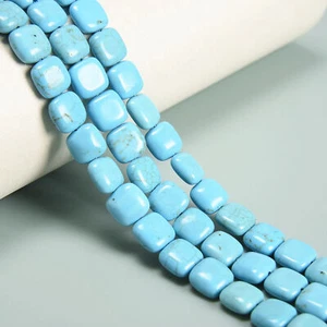 Blue Turquoise Smooth Square Beads Size 10mm 15.5'' Strand - Picture 1 of 3