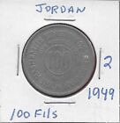 Jordan Kingdom 100 Fils (Dirham) 1949 Xf Ruler,Abdulla,Value And Date Within  Cr