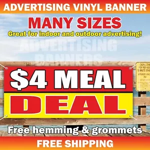 $4 MEAL DEAL Advertising Banner Vinyl Sign breakfast dinner lunch discount sale - Picture 1 of 5