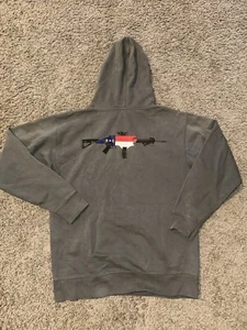 Fish & Clips Hoodie Mens Med USA North Carolina Flag Military Brown Guns AR-15 - Bild 1 von 9