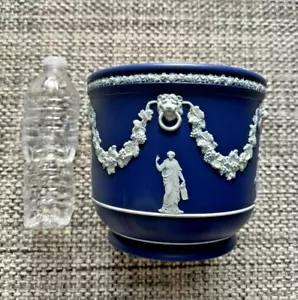 Antique Wedgwood Dark Blue Jasperware Jardiniere Planter Pot Circa 1891-1907 7" - Picture 1 of 5