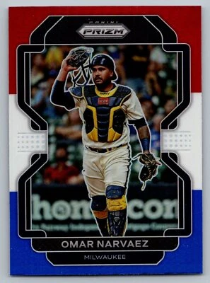2022 Panini Prizm #217 Omar Narvaez Red/White/Blue Prizm Brewers Free S&H - Image 1 of 2
