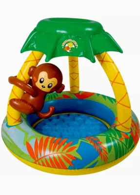 Go Bananas Monkey Toddler Swimming Pool w/ Sunshade Learn-to-Swim Poolmaster  - Image 1 of 4