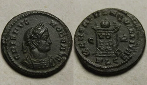 Rare genuine Ancient Roman coin Crispus as caesar 320 AD Lyons altar vows globe - Picture 1 of 4