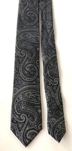 Ryan Seacrest Distinction Men's Neck Tie Black Gray Paisley Silk - Picture 1 of 3