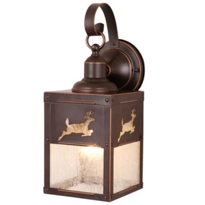 VAXCEL OW33553BBZ Bryce 1 Light Bronze Rustic Deer Tree Outdoor Wall Lantern - Picture 1 of 5
