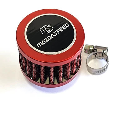 RED 12MM RACING MINI AIR OIL BREATHER FILTER FOR MIATA MAZDA MAZDASPEED ENGINE - Image 1 of 4