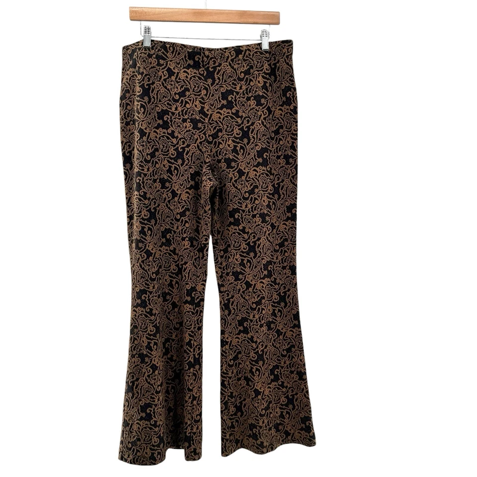 Soft Surroundings Paisley Pull On Pants Size Large Flare Boho Hippie Stretch - Image 1 of 4