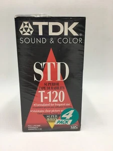 TDK Sound & Color STD T-120 Sealed Blank VHS/VCR Cassettes 4 Pack (2-6 Hour) - Picture 1 of 7