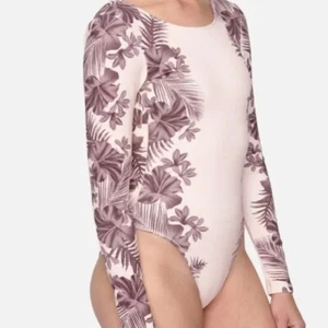 Hurley Women's One Piece Swimsuit Surfsuit Hawaiian Lei Tie Back Peach Brown - Picture 1 of 18