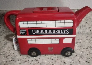 Vintage LONDON POTTERY TEAPOT, Travel Red Double Decker Bus. DAVID BIRCH NOVELTY - Picture 1 of 14
